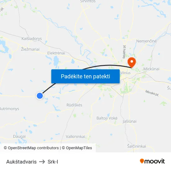 Aukštadvaris to Srk-I map