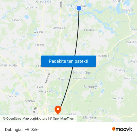 Dubingiai to Srk-I map