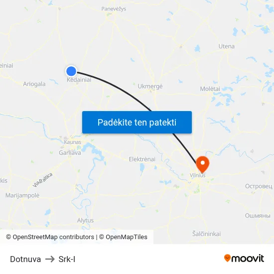 Dotnuva to Srk-I map