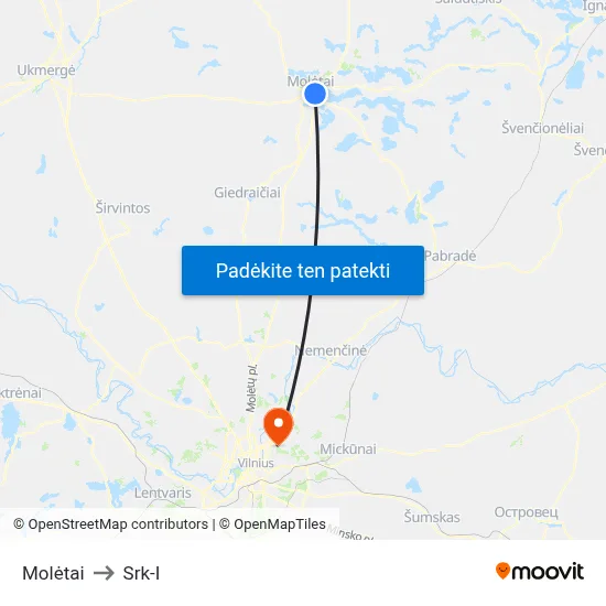 Molėtai to Srk-I map
