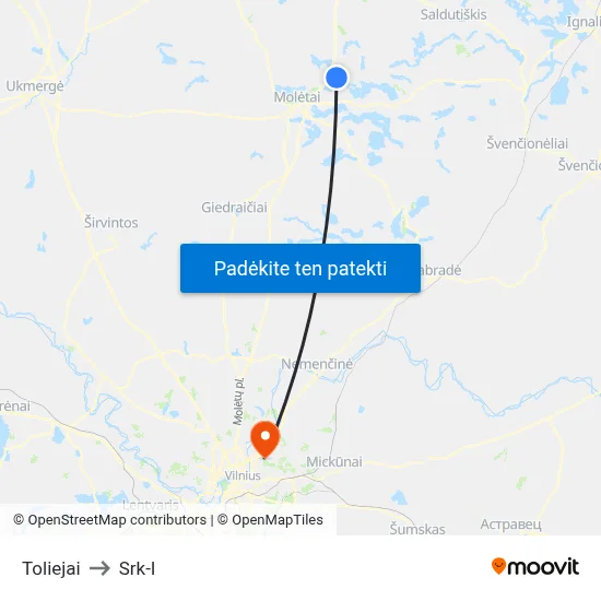 Toliejai to Srk-I map