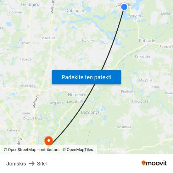 Joniškis to Srk-I map