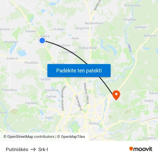 Putiniškės to Srk-I map
