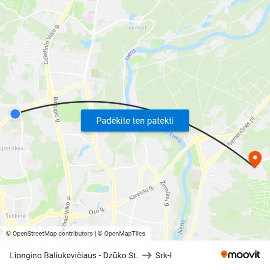Liongino Baliukevičiaus - Dzūko St. to Srk-I map