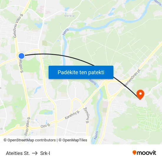 Ateities St. to Srk-I map