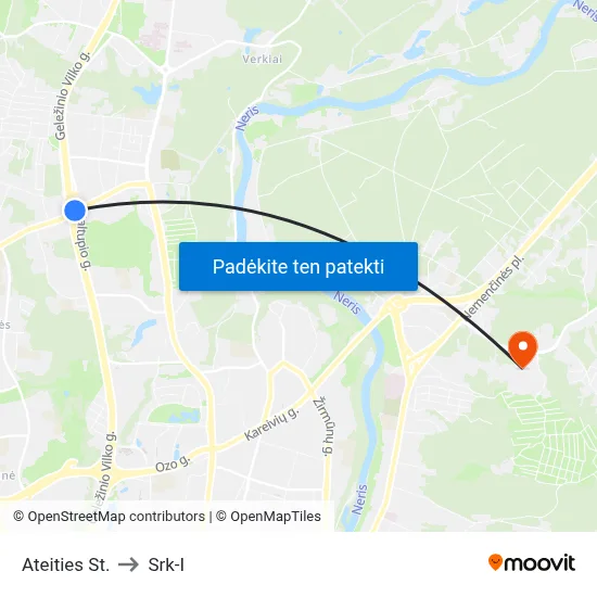 Ateities St. to Srk-I map