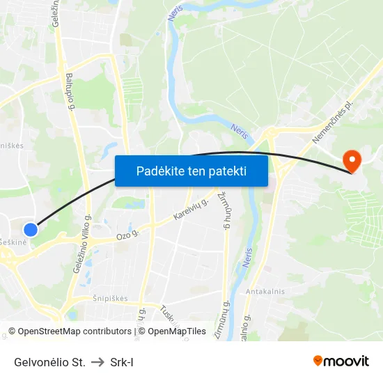 Gelvonėlio St. to Srk-I map