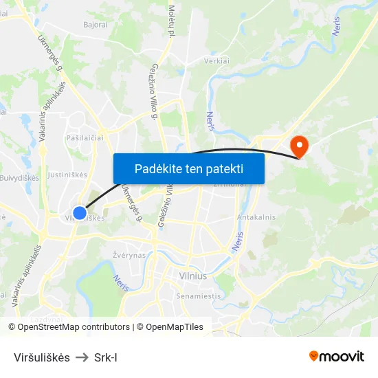 Viršuliškės to Srk-I map