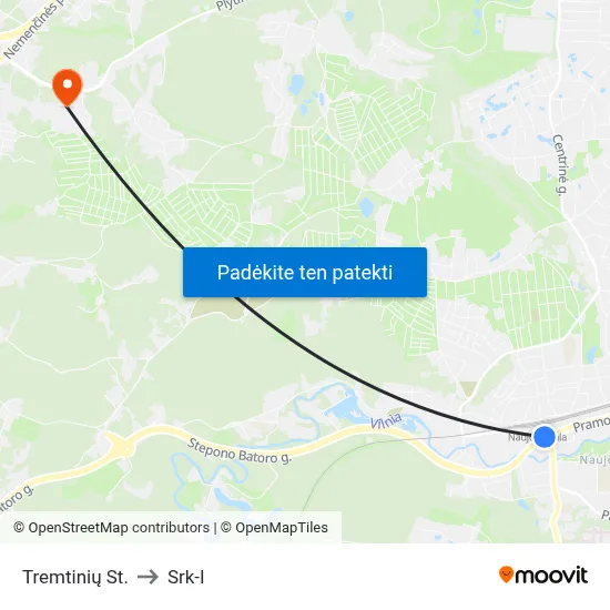 Tremtinių St. to Srk-I map