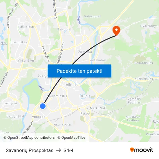 Savanorių Prospektas to Srk-I map