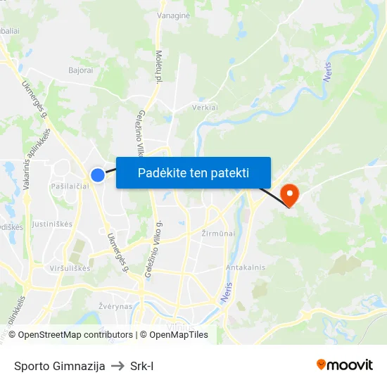 Sporto Gimnazija to Srk-I map