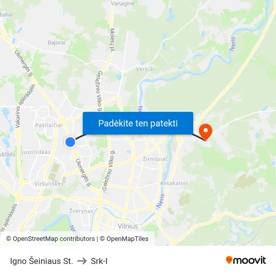 Igno Šeiniaus St. to Srk-I map