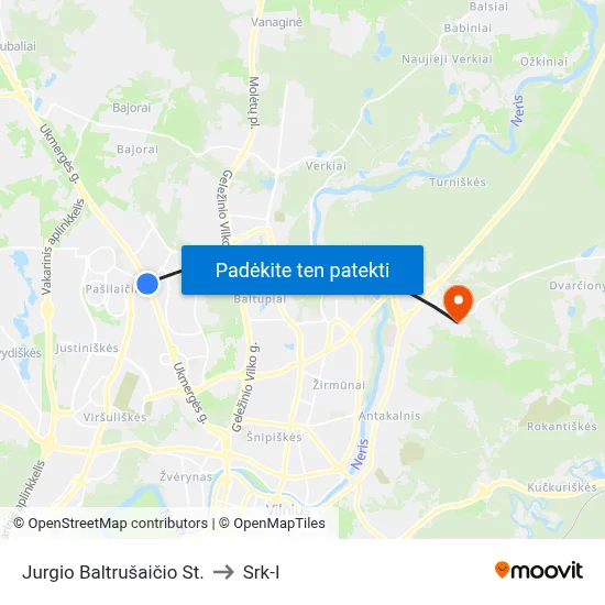 Jurgio Baltrušaičio St. to Srk-I map