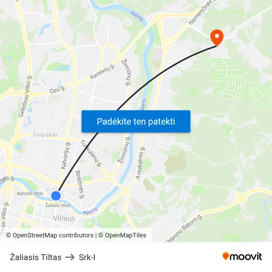 Žaliasis Tiltas to Srk-I map