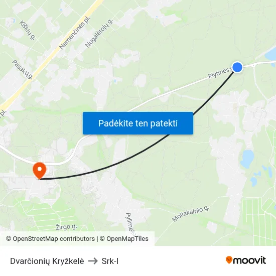 Dvarčionių Kryžkelė to Srk-I map