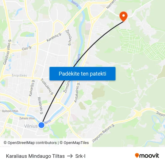 Karaliaus Mindaugo Tiltas to Srk-I map