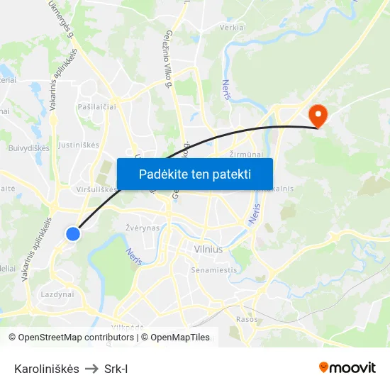 Karoliniškės to Srk-I map