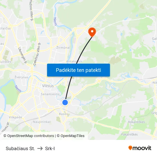 Subačiaus St. to Srk-I map