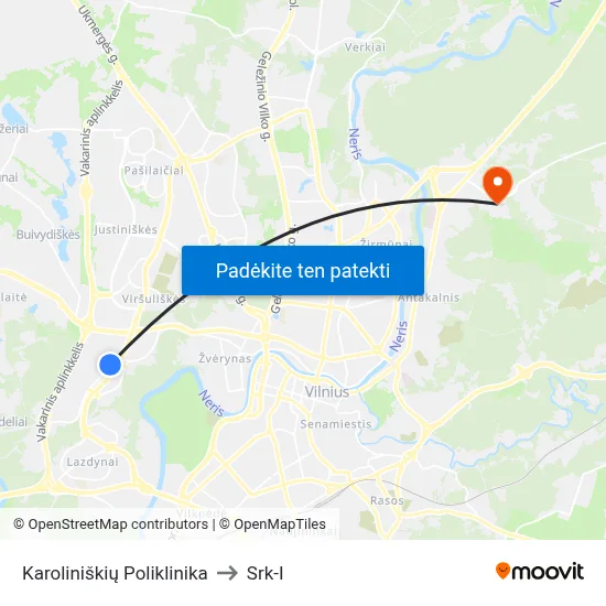 Karoliniškių Poliklinika to Srk-I map