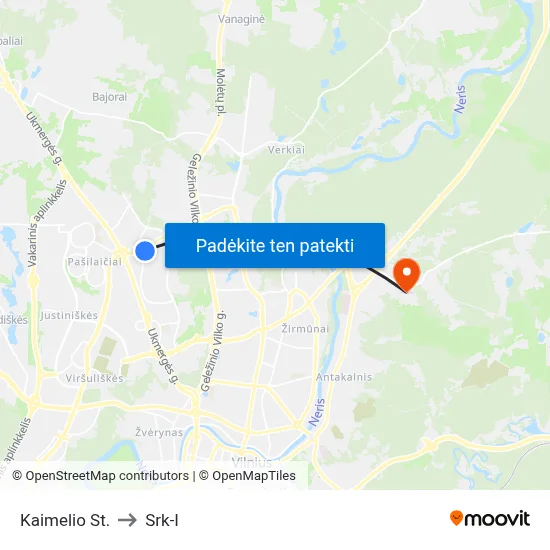 Kaimelio St. to Srk-I map