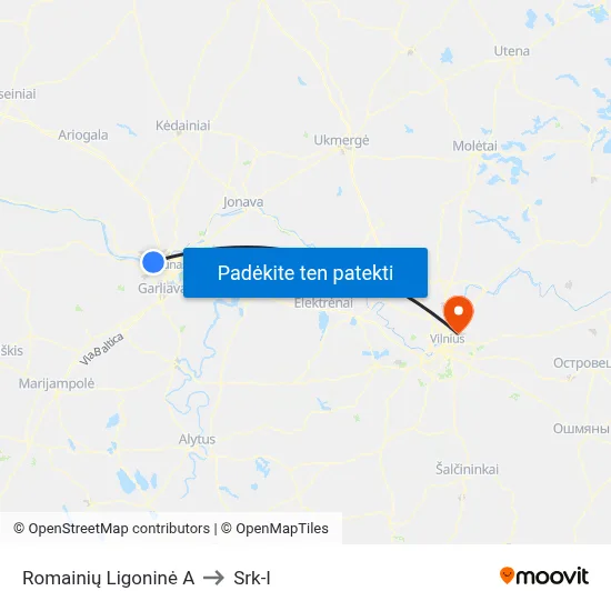 Romainių Ligoninė A to Srk-I map