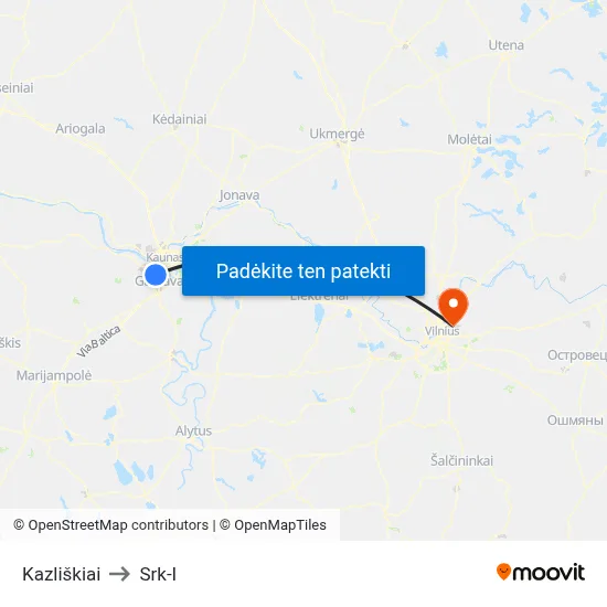 Kazliškiai to Srk-I map