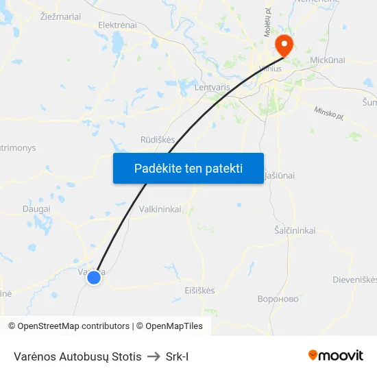 Varėnos Autobusų Stotis to Srk-I map