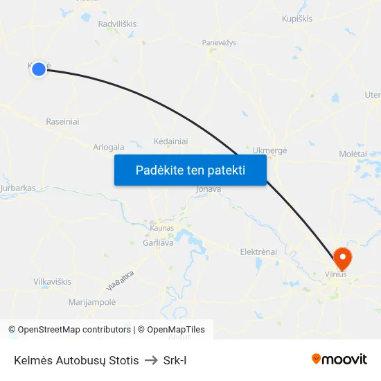 Kelmės Autobusų Stotis to Srk-I map