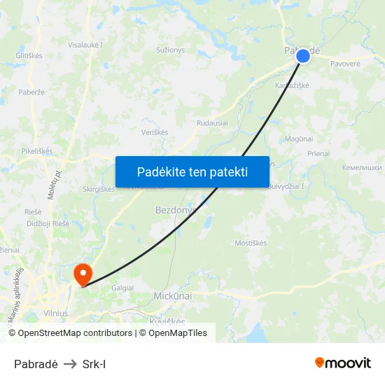 Pabradė to Srk-I map
