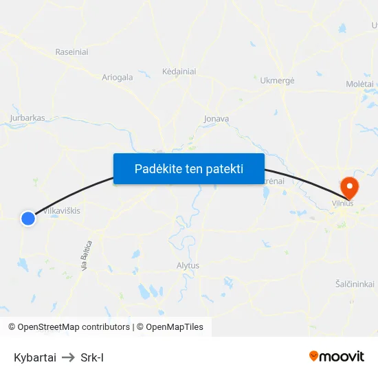 Kybartai to Srk-I map