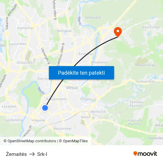 Žemaitės to Srk-I map