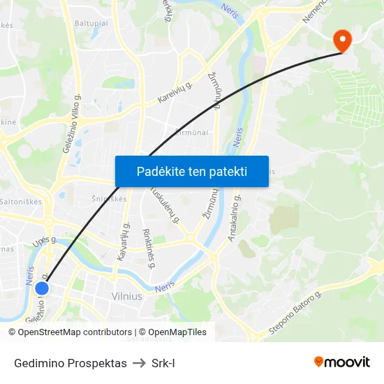 Gedimino Prospektas to Srk-I map