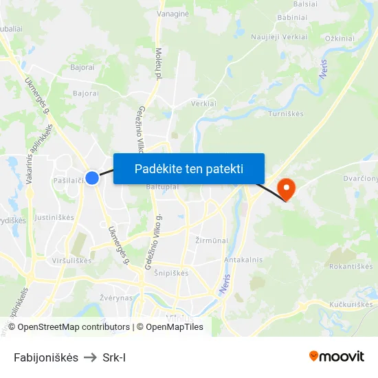 Fabijoniškės to Srk-I map