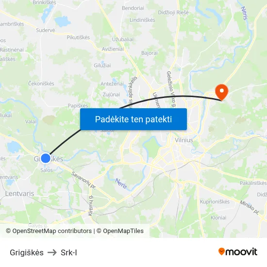 Grigiškės to Srk-I map