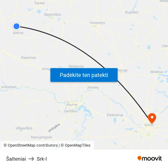 Šalteniai to Srk-I map