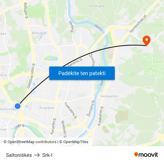 Saltoniškės to Srk-I map