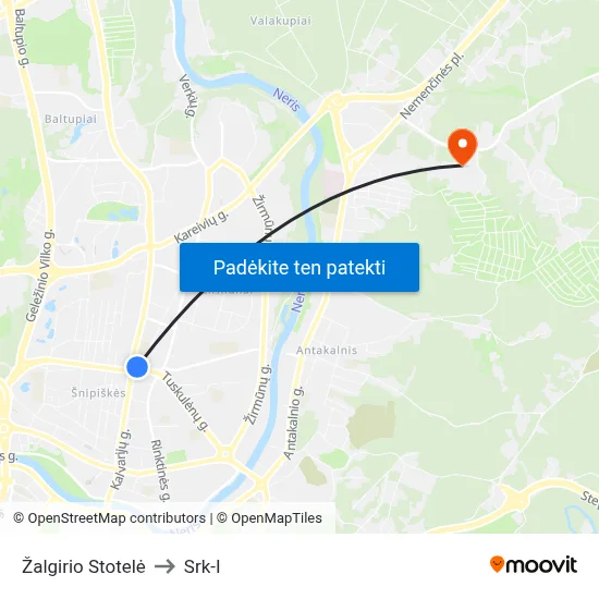 Žalgirio Stotelė to Srk-I map