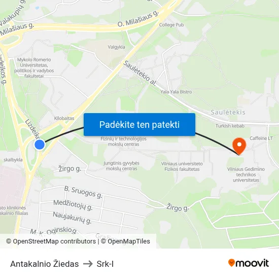 Antakalnio Žiedas to Srk-I map