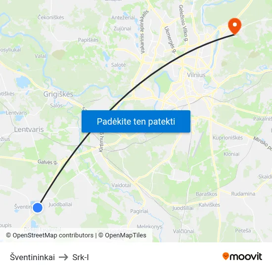 Šventininkai to Srk-I map