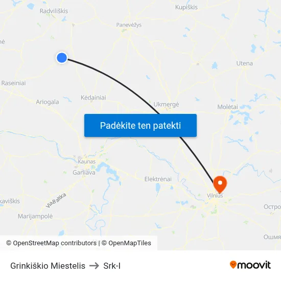 Grinkiškio Miestelis to Srk-I map