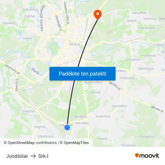 Juodšiliai to Srk-I map