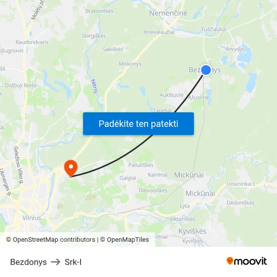 Bezdonys to Srk-I map