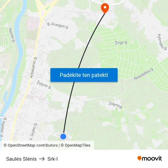 Saulės Slėnis to Srk-I map