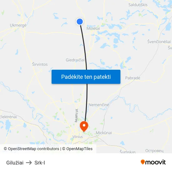 Gilužiai to Srk-I map
