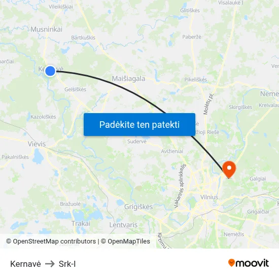 Kernavė to Srk-I map