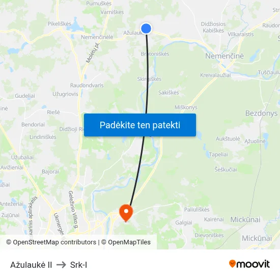 Ažulaukė II to Srk-I map