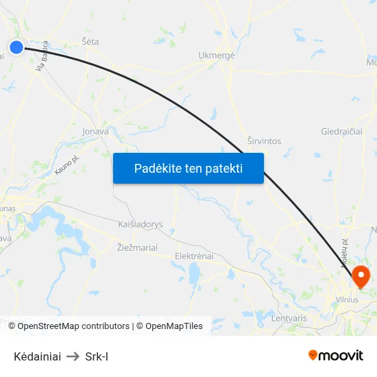 Kėdainiai to Srk-I map