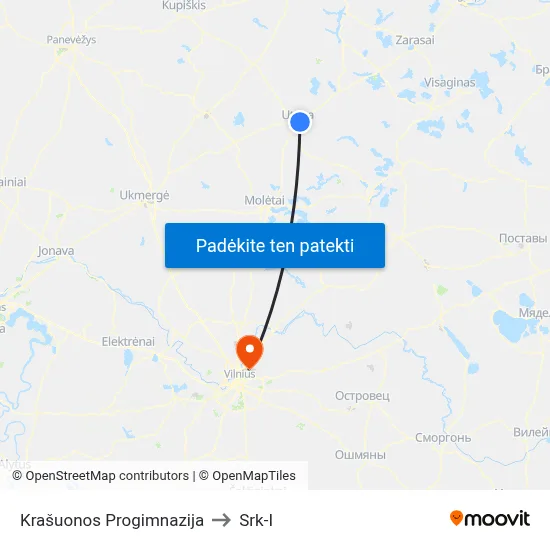 Krašuonos Progimnazija to Srk-I map
