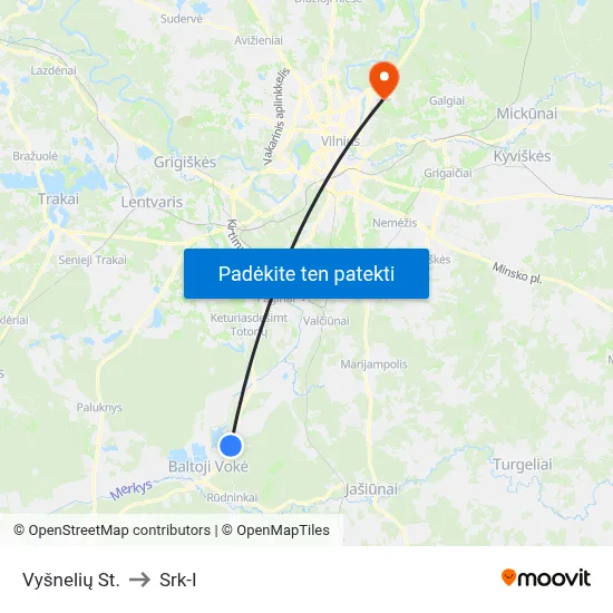 Vyšnelių St. to Srk-I map