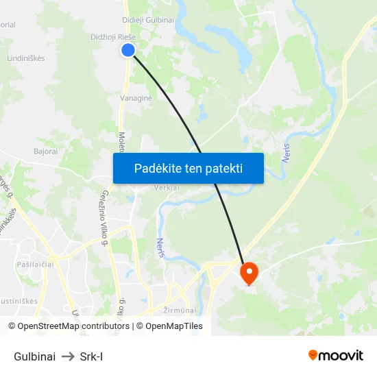 Gulbinai to Srk-I map